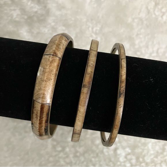 Vintage Brass & Stone Bangle Set - Picture 8 of 9